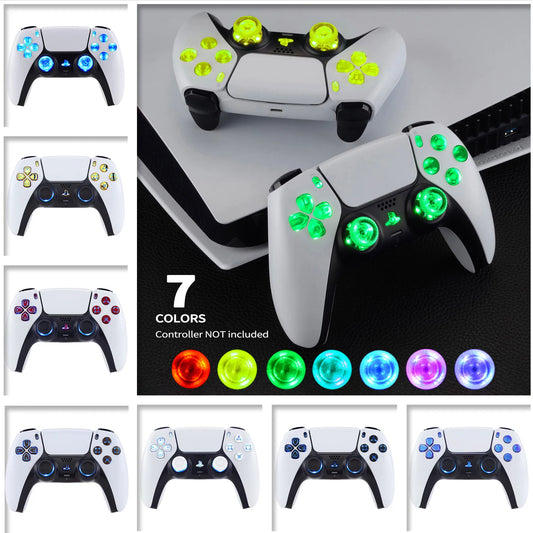 Multi-Colors Luminated Dpad Thumbstick Share Home Face Buttons, DTF V3 LED Kit for PS5 Controller BDM-010 & BDM-020