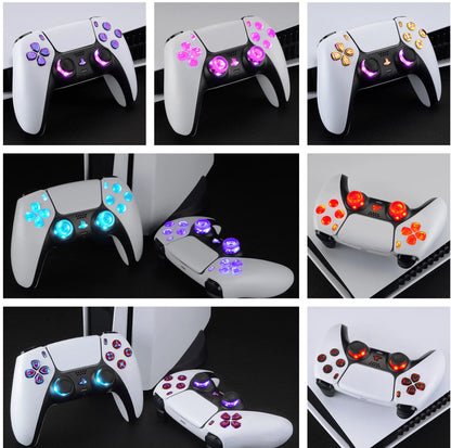 Multi-Colors Luminated Dpad Thumbstick Share Home Face Buttons, DTF V3 LED Kit for PS5 Controller BDM-010 & BDM-020