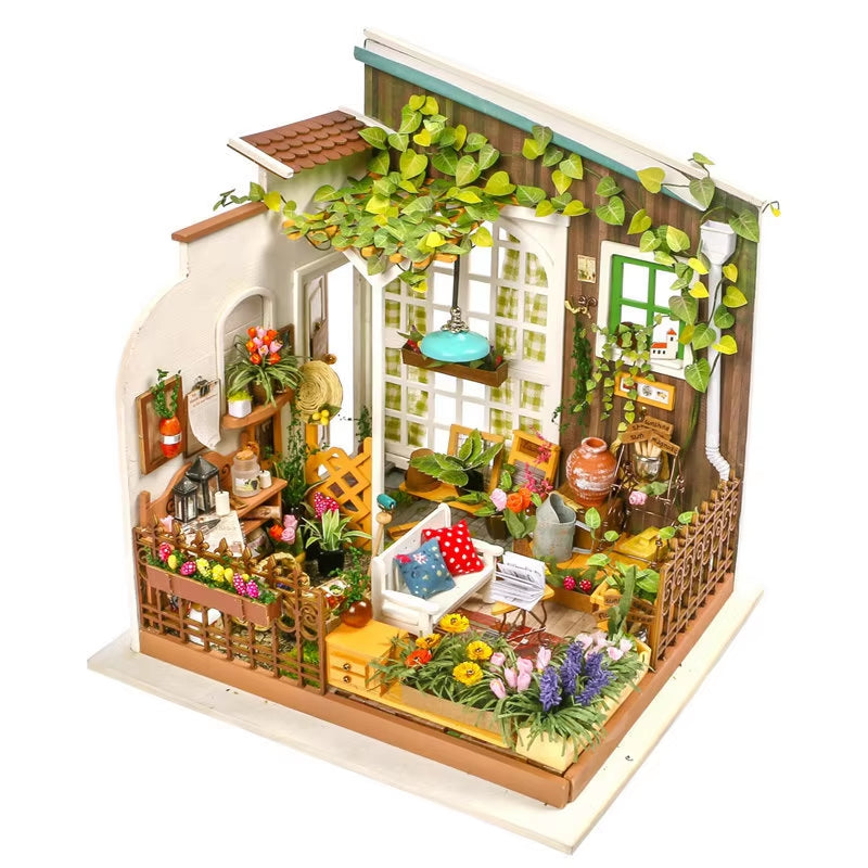 DIY House with Furniture Study Room Simons Coffee Children Adult Doll House Miniature Dollhouse Wooden Kits Toy
