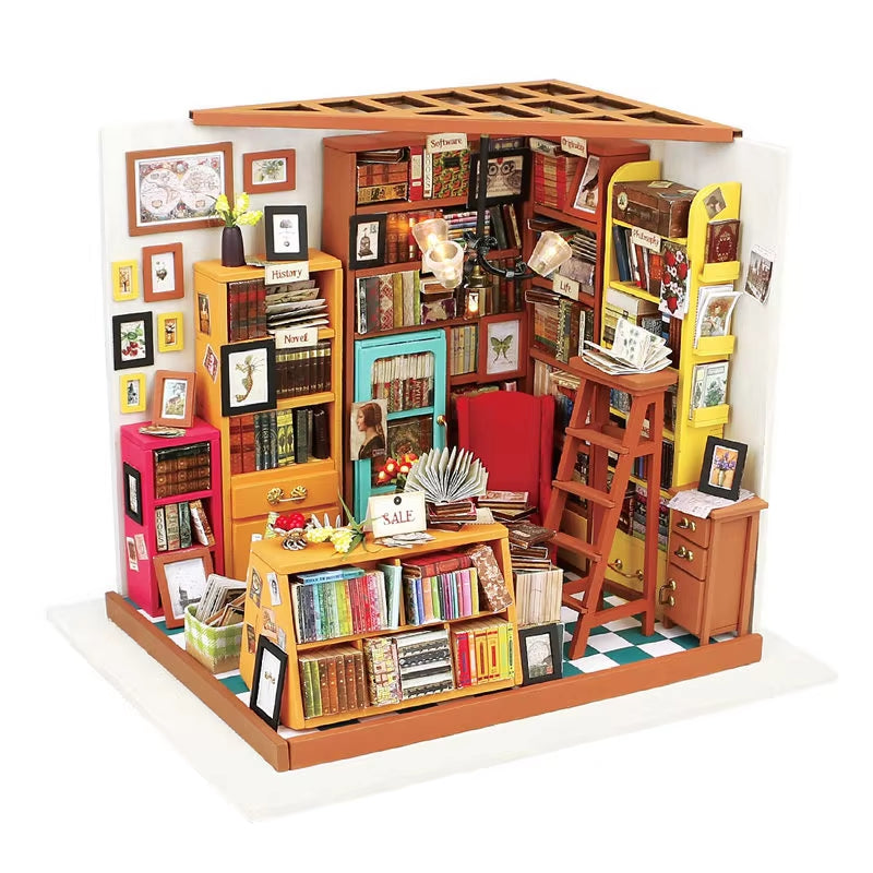 DIY House with Furniture Study Room Simons Coffee Children Adult Doll House Miniature Dollhouse Wooden Kits Toy