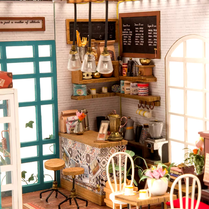 DIY House with Furniture Study Room Simons Coffee Children Adult Doll House Miniature Dollhouse Wooden Kits Toy