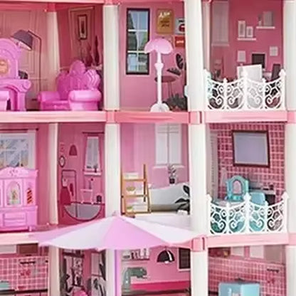 3D DIY Dream Princess Castle Villa Assembly Doll House Set Toy Girl Family Toy Children'S Music Doll House Assembly Villa House