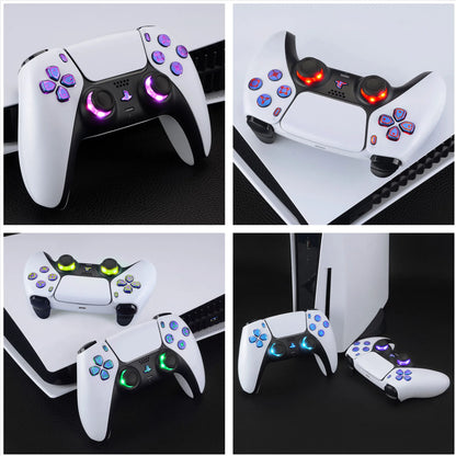 Multi-Colors Luminated Dpad Thumbstick Share Home Face Buttons, DTF V3 LED Kit for PS5 Controller BDM-010 & BDM-020